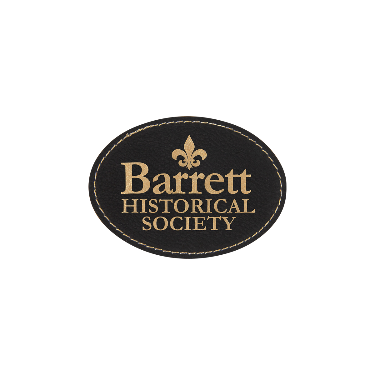 3" x 2" Black/Gold Leatherette Oval Patch with Adhesive