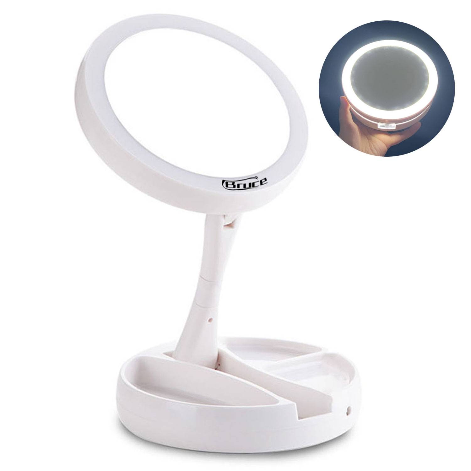 USB Rechargeable Double-Sided Foldable LED Makeup Mirror 1