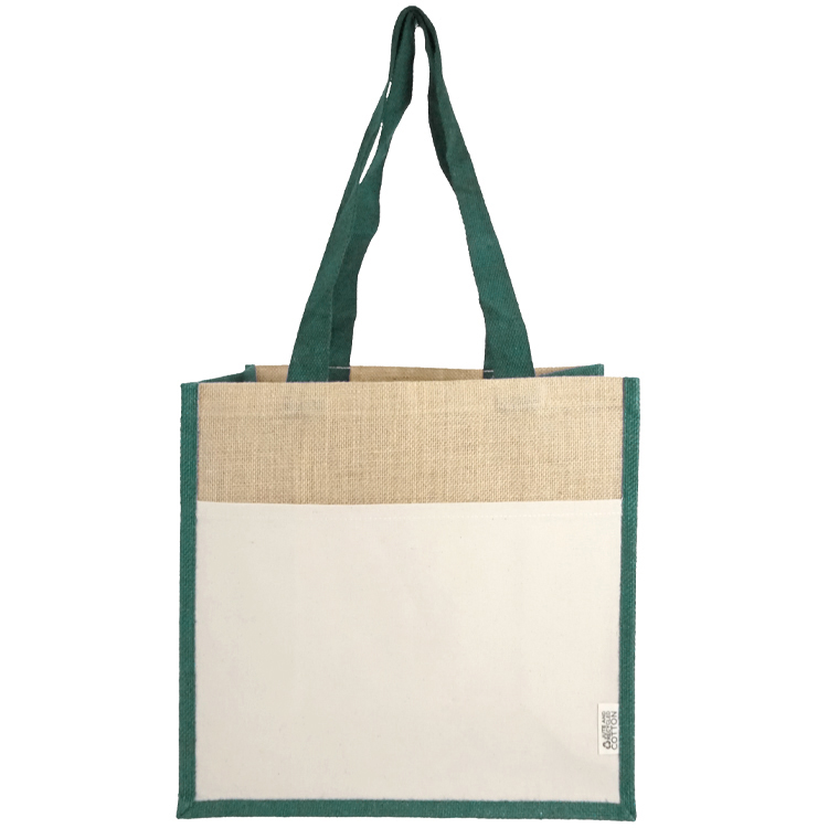 Miami Recycled Cotton Front Pocket Jute Tote, custom tote bag with logo imprint 16