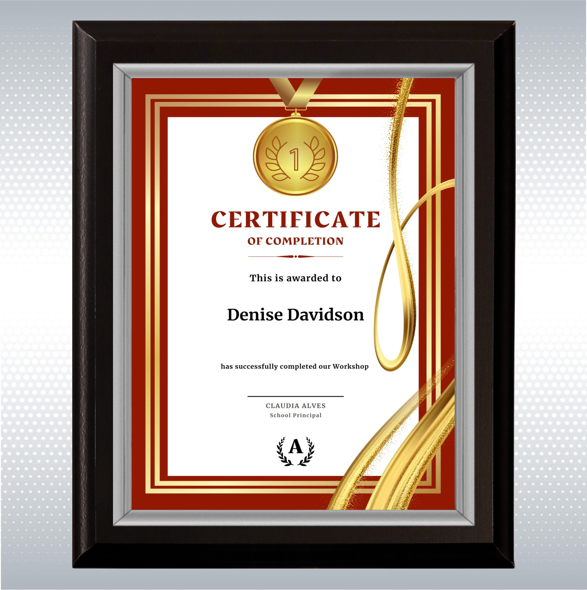 Black Matte Finish Certificate Plaque 9
