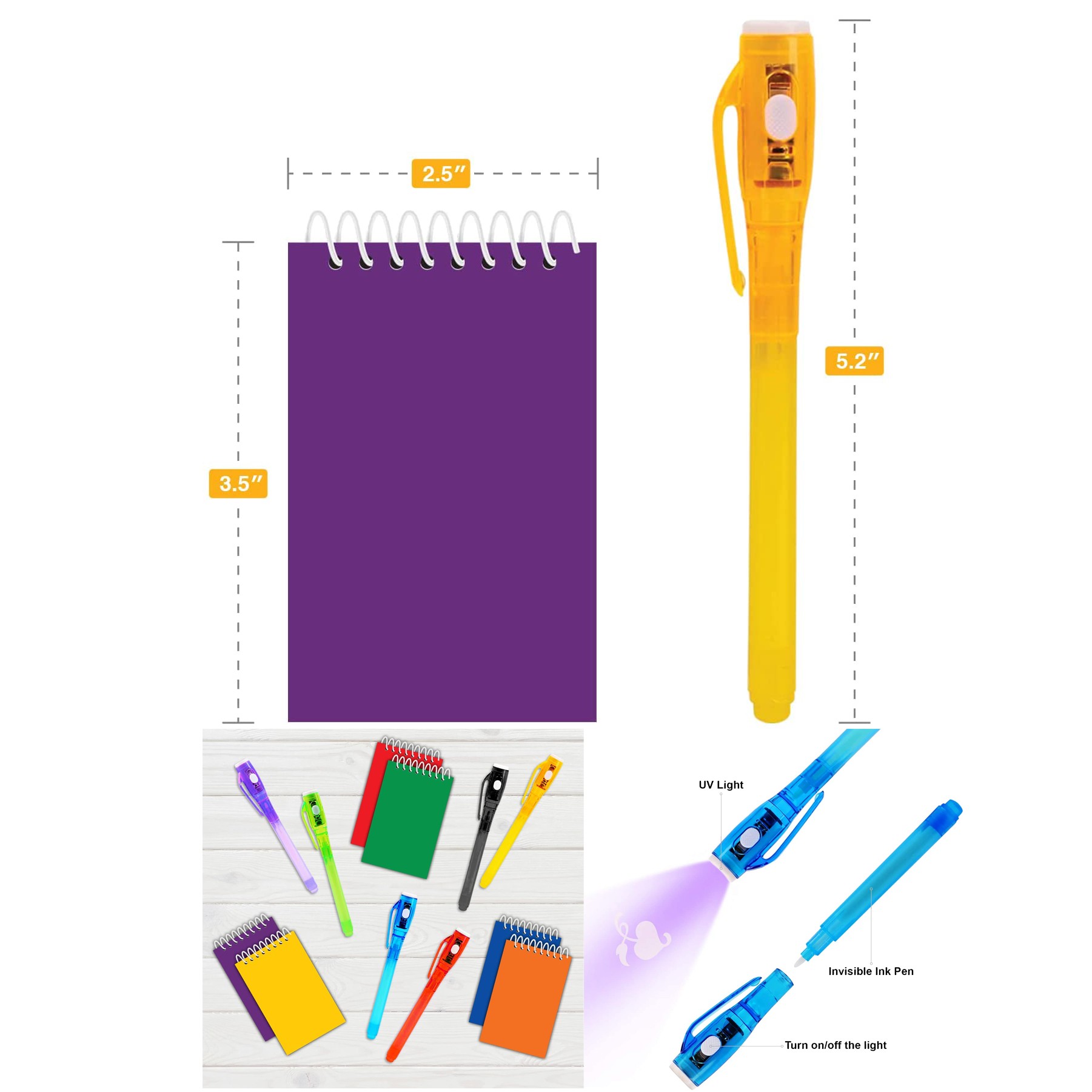 Invisible Ink Pen and Mini Notebook Set 1