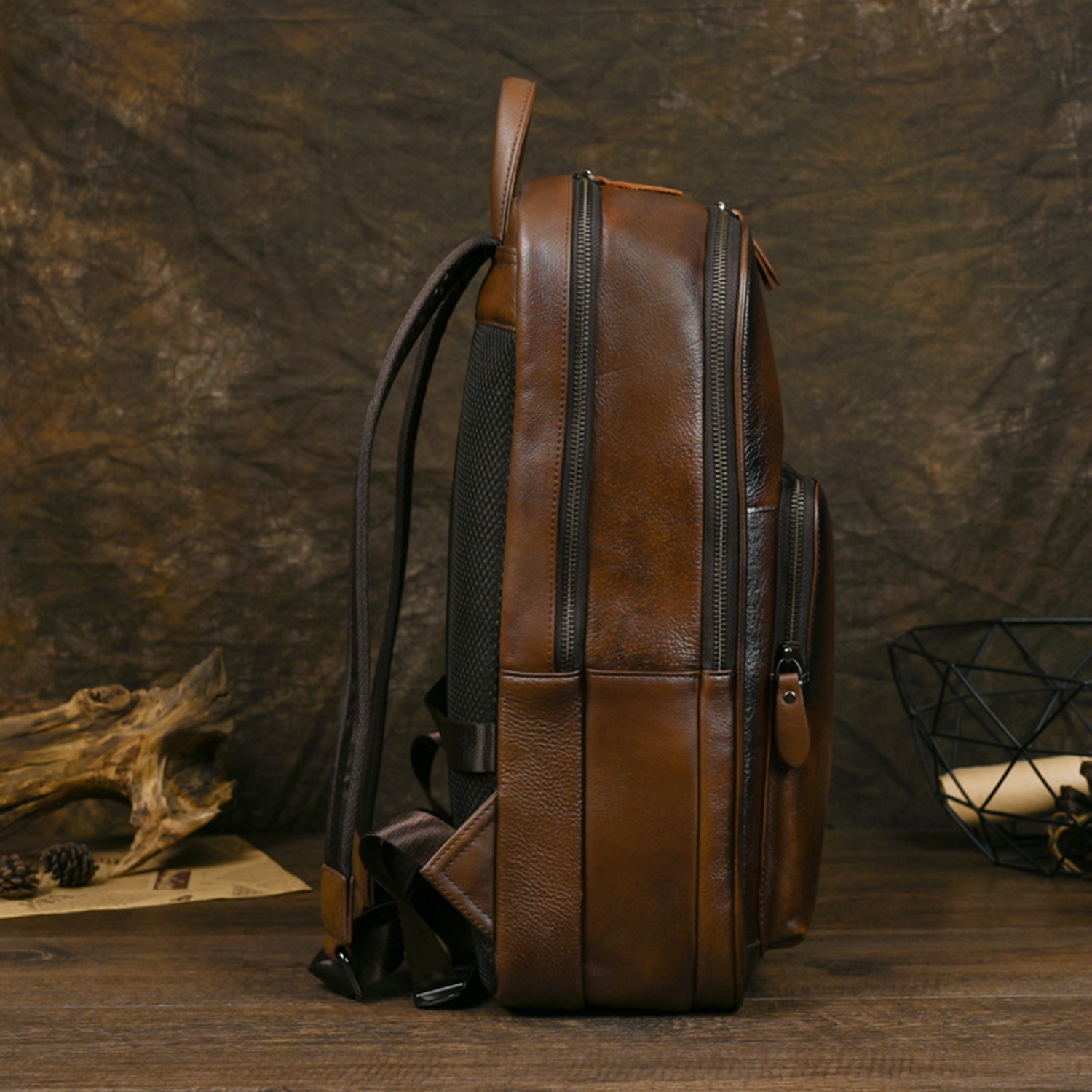 Large Capacity Vintage Genuine Leather Backpack 8