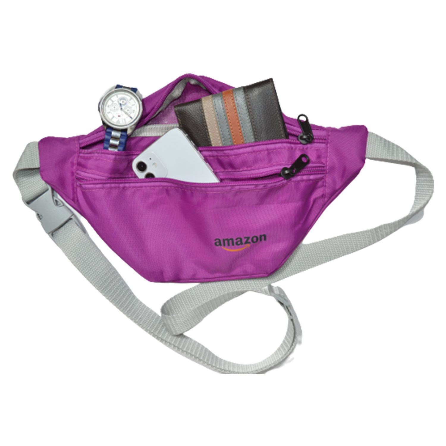 Waterproof 13"W x 6"H Heathered Fanny Packs w/ 3 Zippers & Custom Logo 4