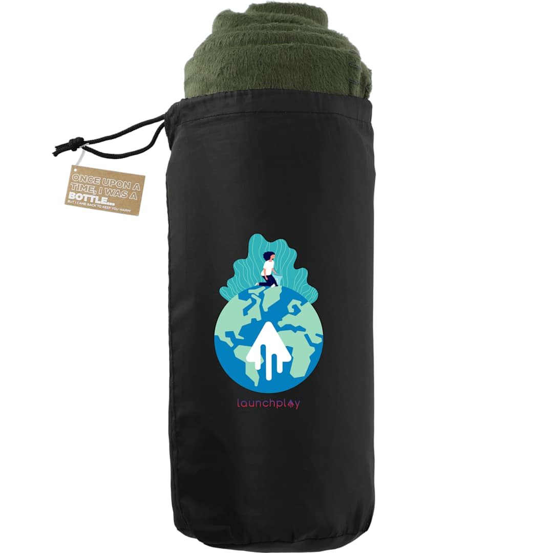 100% Recycled PET Fleece Blanket with RPET Pouch 25