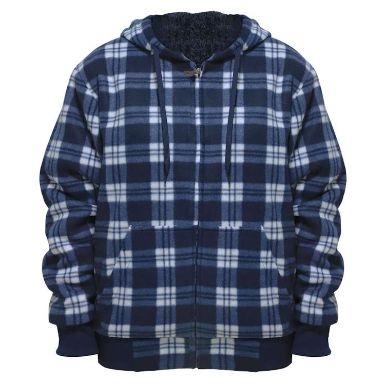 Men's Plaid Sherpa Lined Full Zip Hoodies S-2XL, custom hoodie or sweatshirt with logo imprint 1