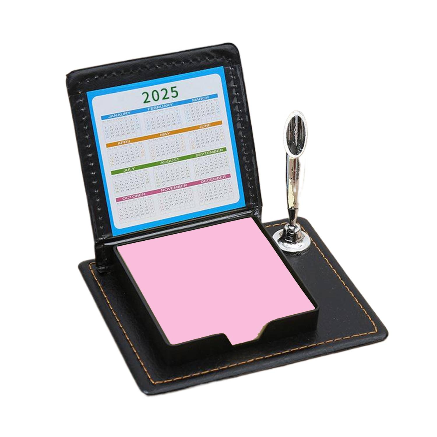 100 Sheets Sticky Note PU Leather Box Set w/Pen Holder 4