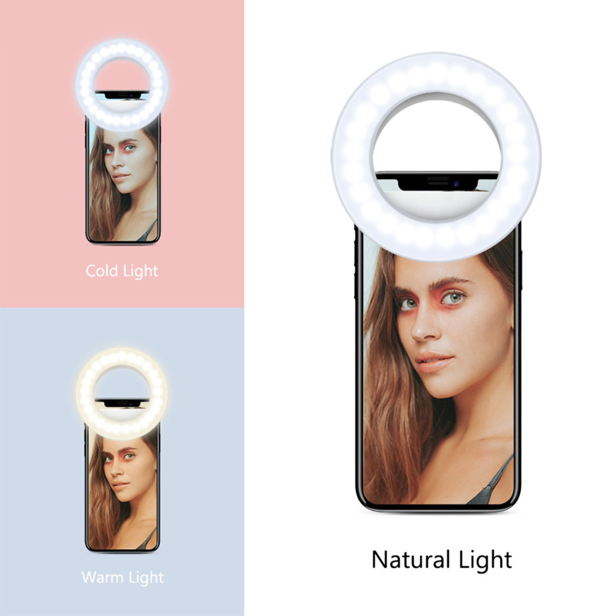Mini 3-Mode Selfie Ring Light w/ABS Plastic 3