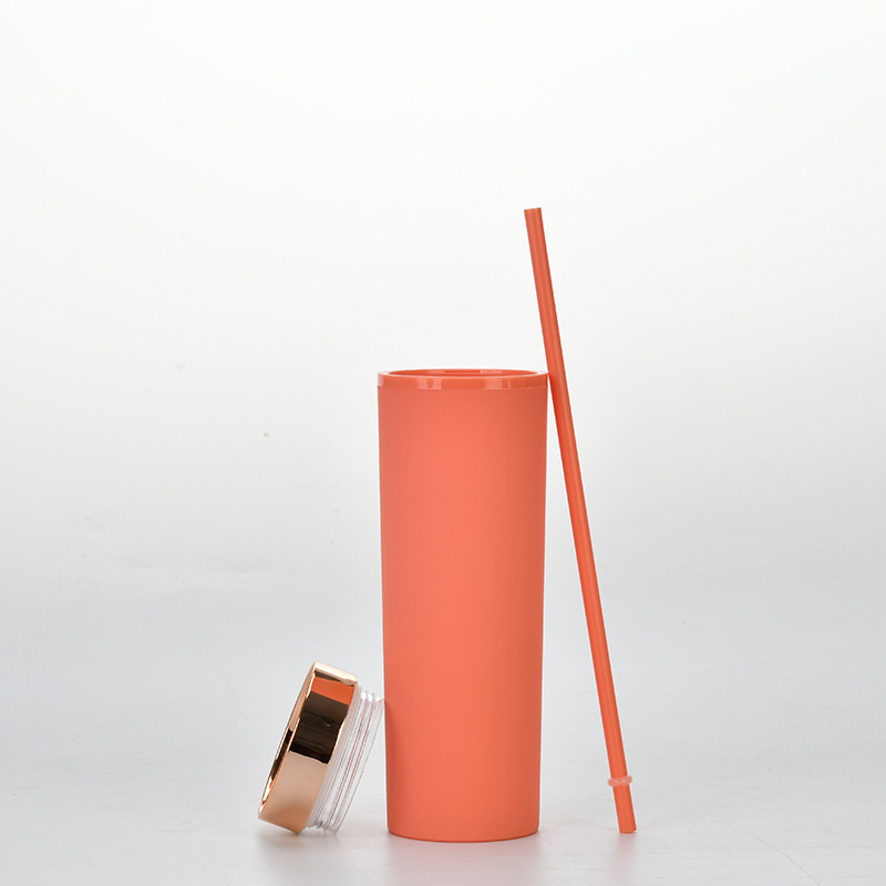 16oz Double Layer Plastic Straw Cup / Electroplated Cover 2