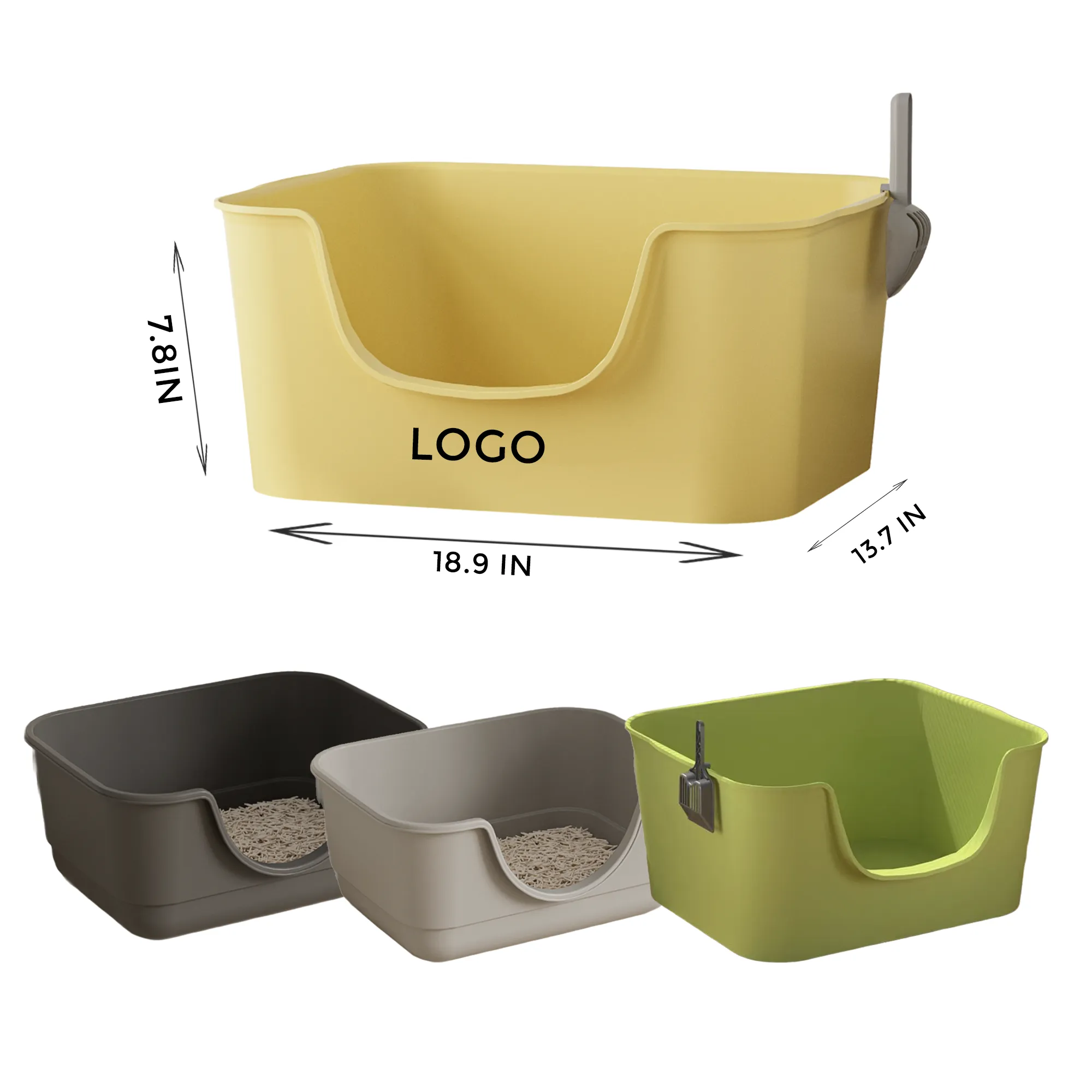 MOQ 10 PCS Plastic Open Cat Litter Box 2