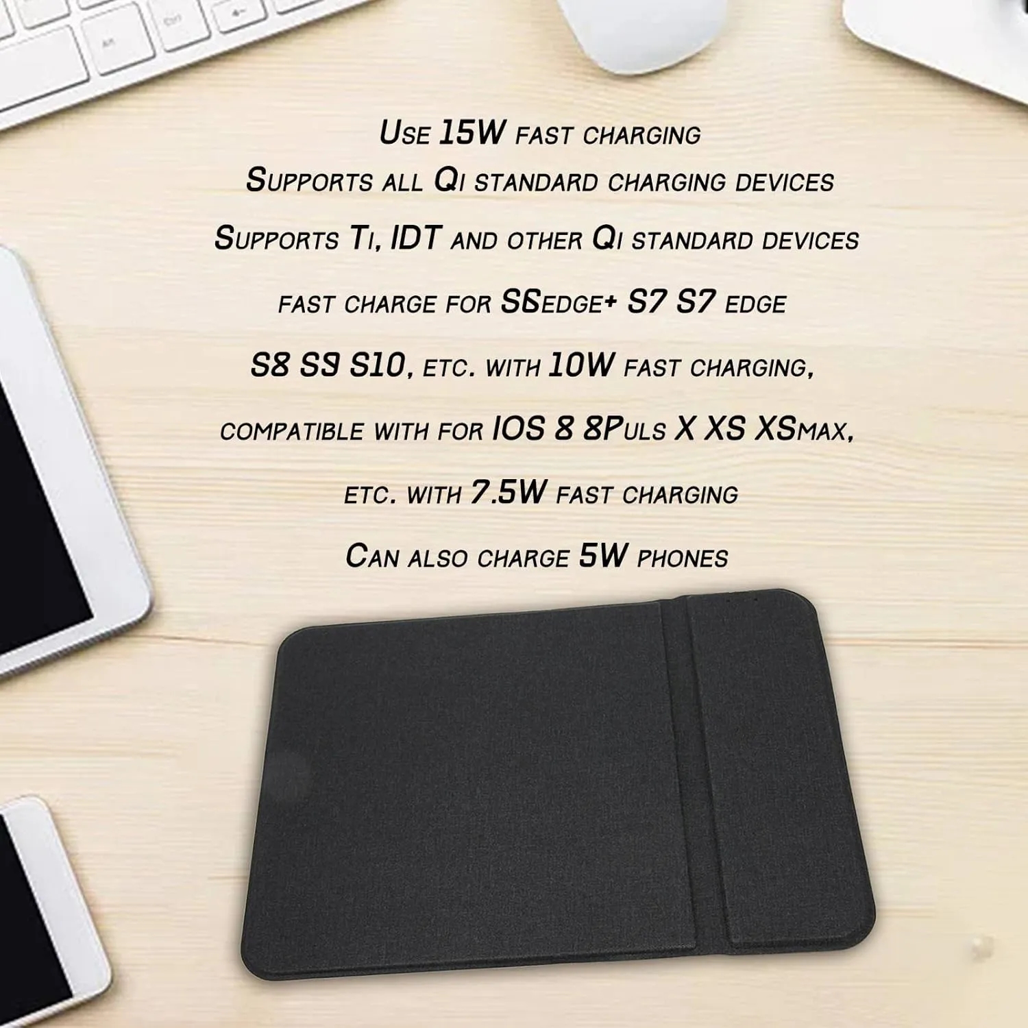 Custom Promotional Durable 15W Wireless Charging Mouse Pad 1