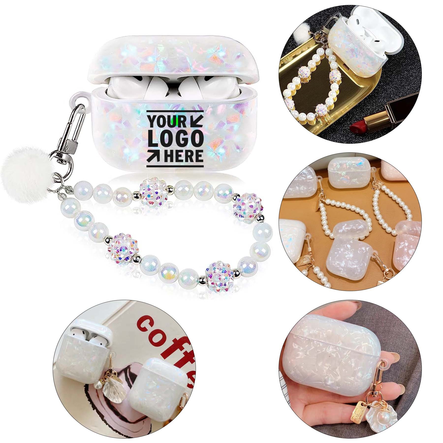 Cute Case for Ap Pro 2 with Pearl Lanyard Girly Cover 3