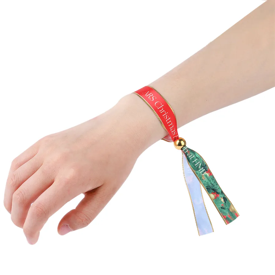 Full Color Metallic Edge Satin Cloth Wristbands 1