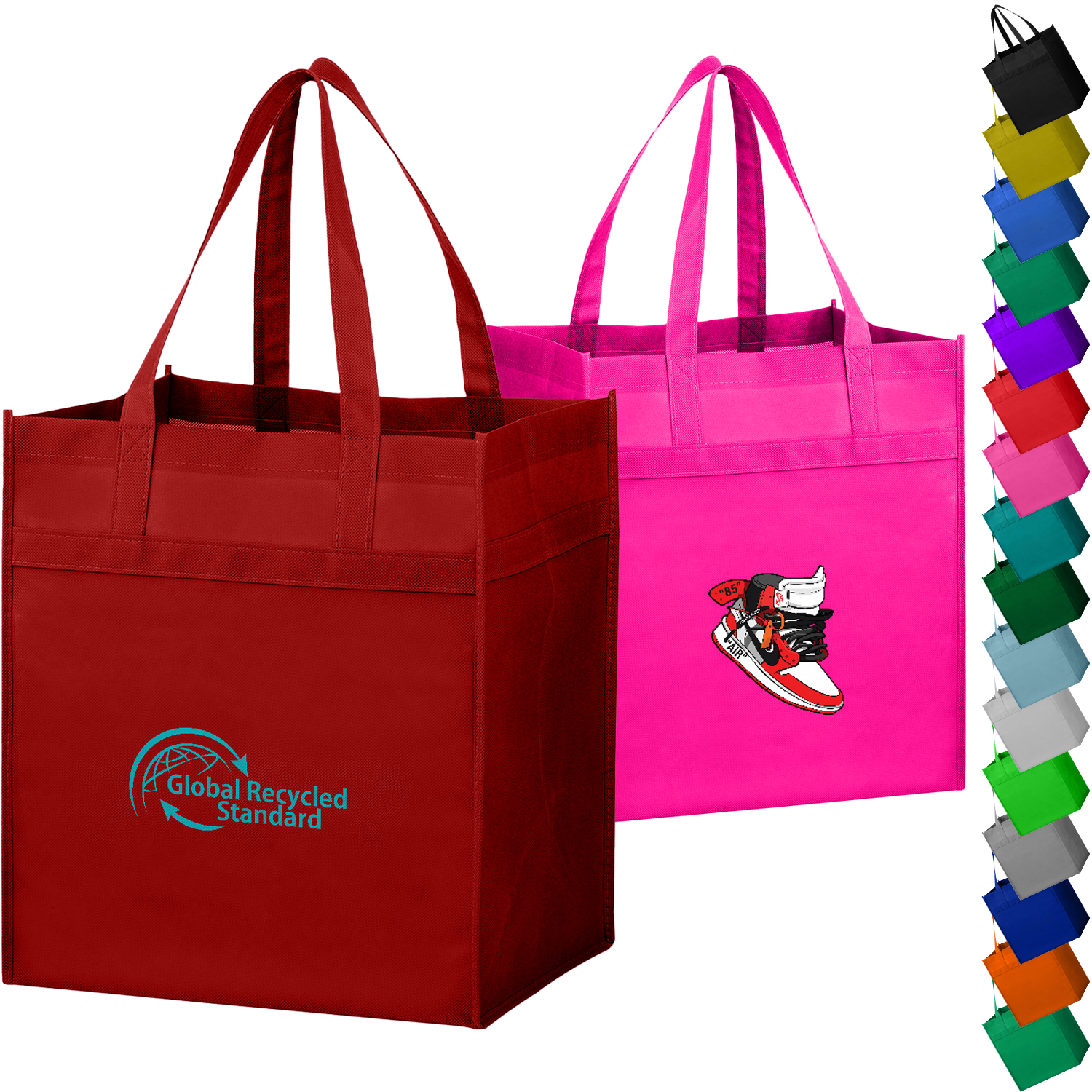 Heavy Duty Full Color Non-Woven Grocery Tote Bag w/ Gusset (13" x 15" x 10") 1