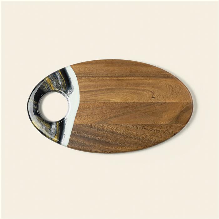 Medium Oval Acacia Board With Dip Holder 3
