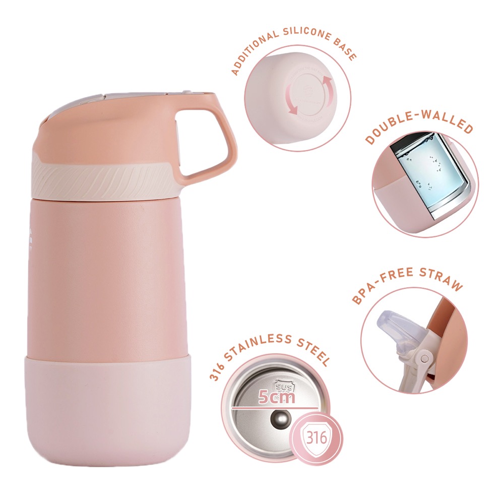 12 Oz 316 Ss Double Wall Water Bottle With Pop-Up Straw Lid For Kids 33