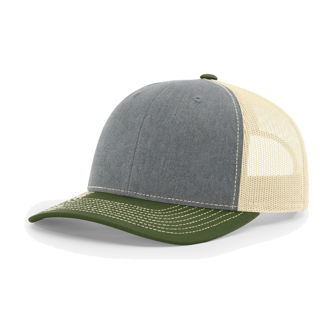 Richardson 112 6-Panel Snapback Trucker Hat w/Leatherette Adhesive Patches or Embroidery 120