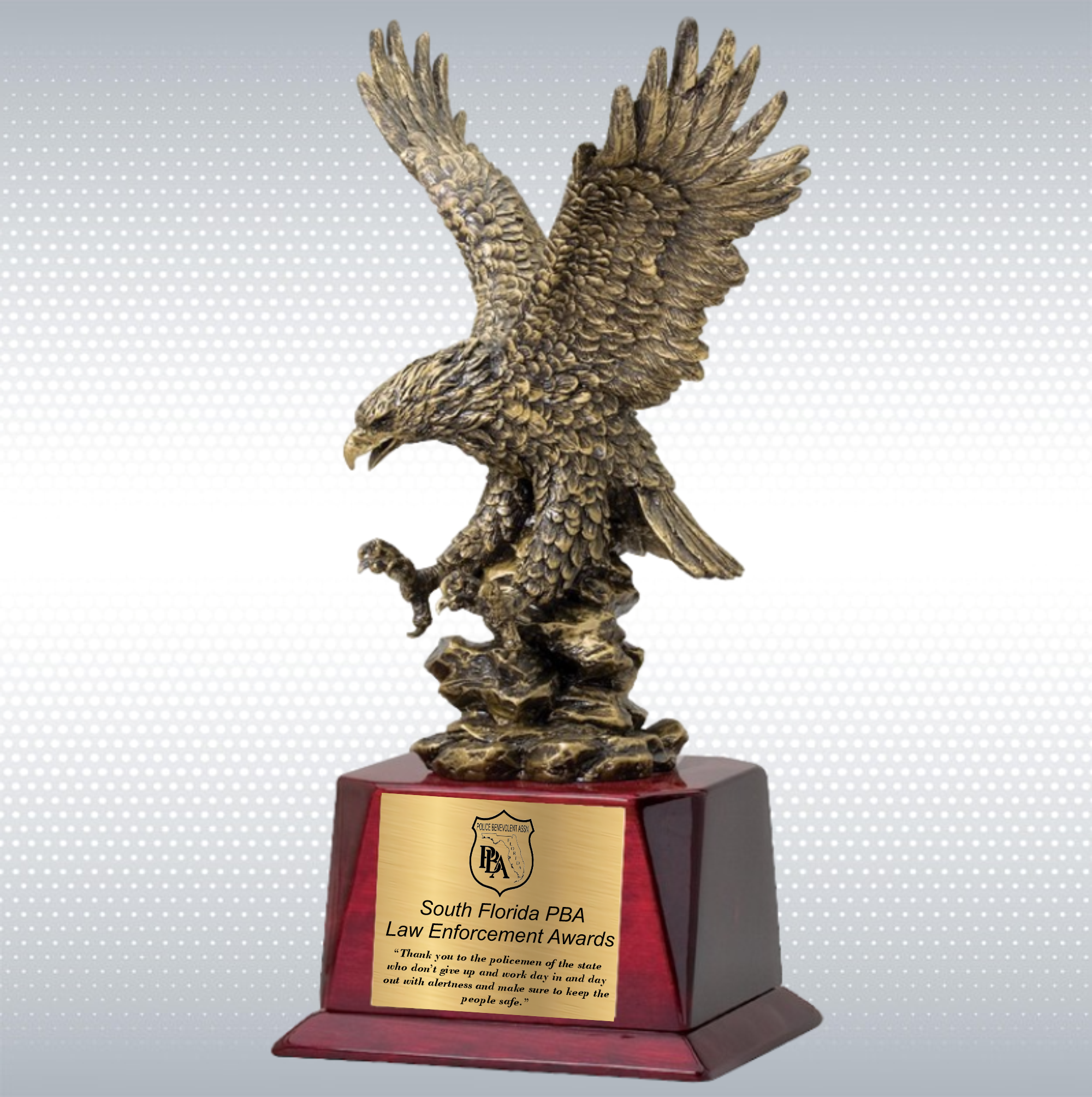 12" Antique Gold Landing Eagle Trophy Award on Rosewood Base 15