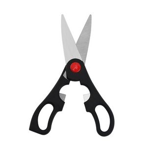 Ergonomic Black Kitchen Scissors With Walnut Cracker Handle 2