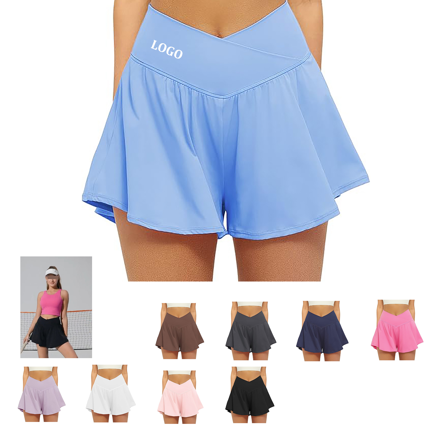 Women's Waisted Butterfly Tennis Shorts 5