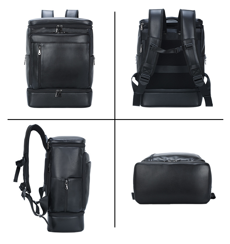 Leather Backpack Casual Travel Daypack with Shoe Compartment 9