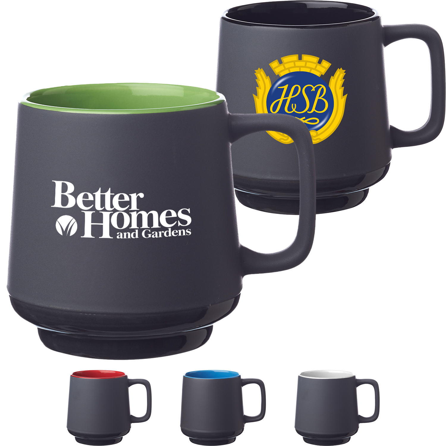 12 oz. Matte Grey Finish Ceramic Mugs 2