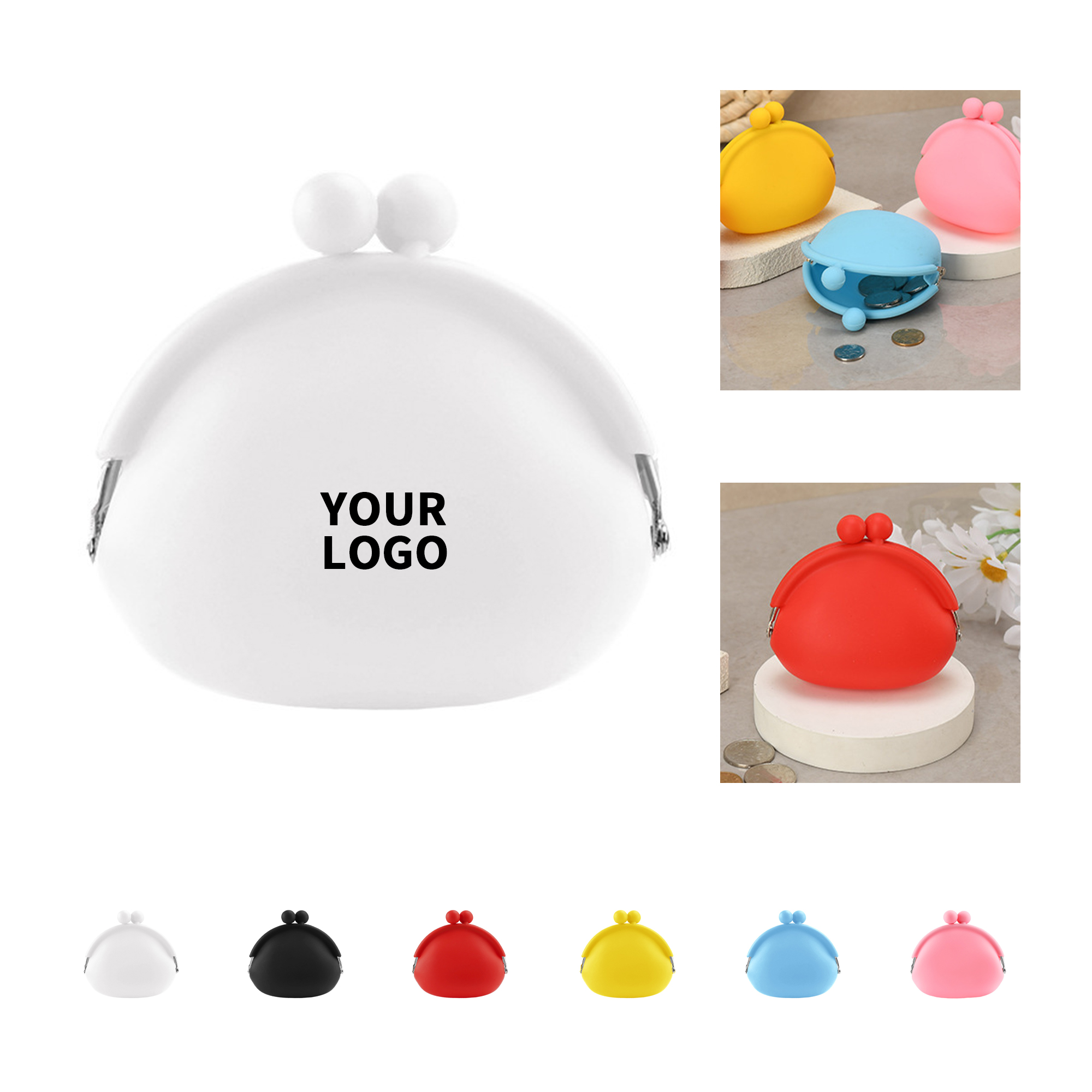 Food Grade Silicone Coin Case With Kiss Lock 3.66" x 3.54" 4
