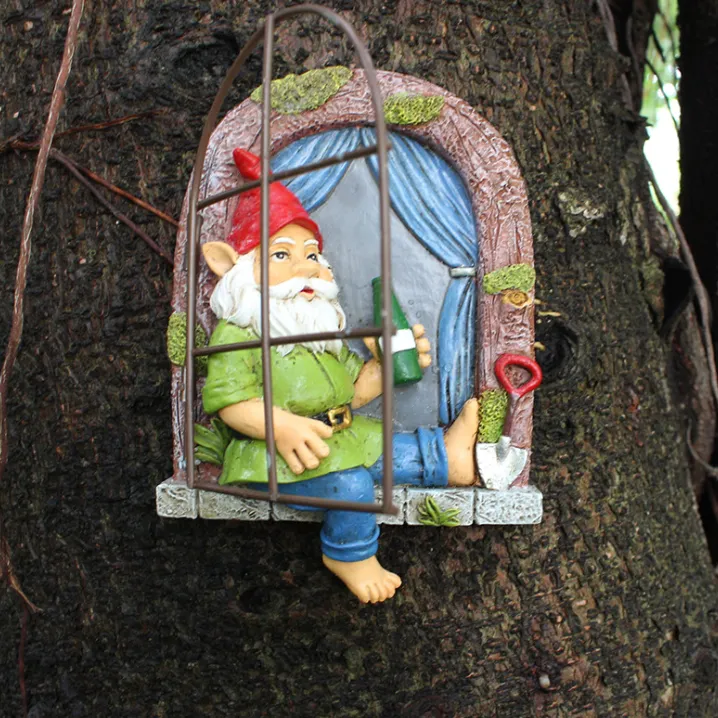 Resin Drinking Dwarf Window Tree Hanging 1