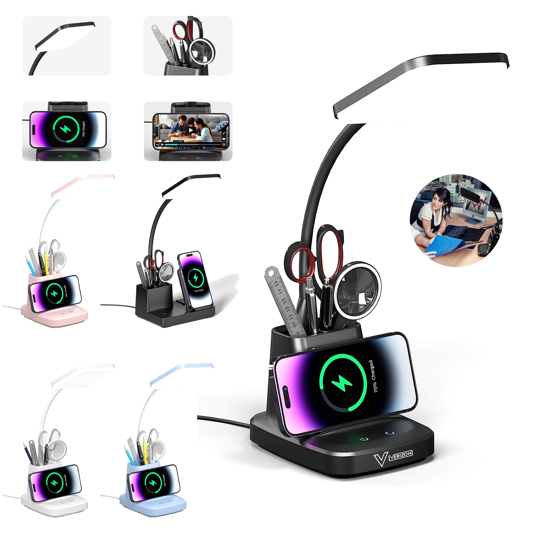 LED Desk Lamp with Wireless Charger 1