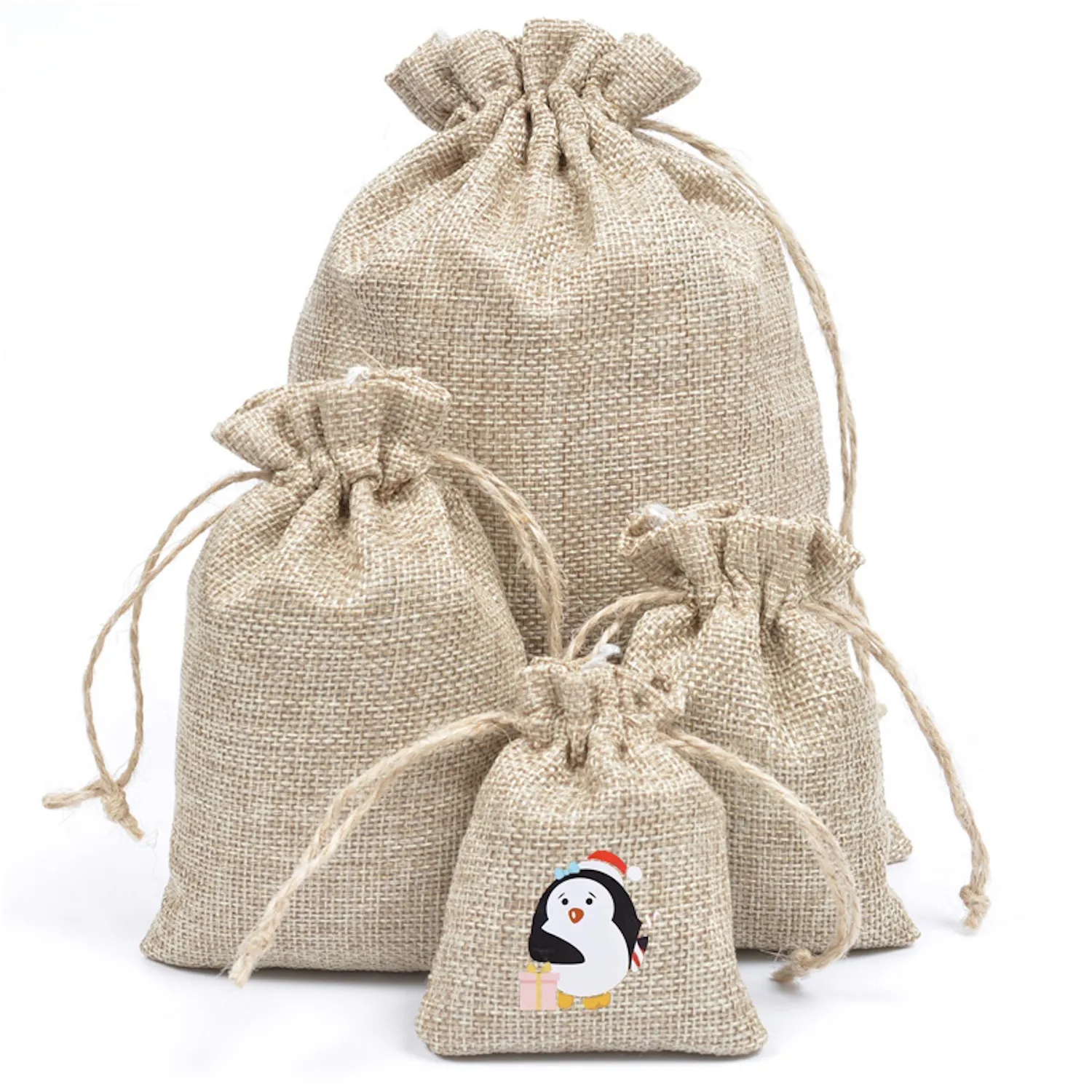Medium Natural Burlap Pouches Jute Drawstring Bags 5" x 7" 1
