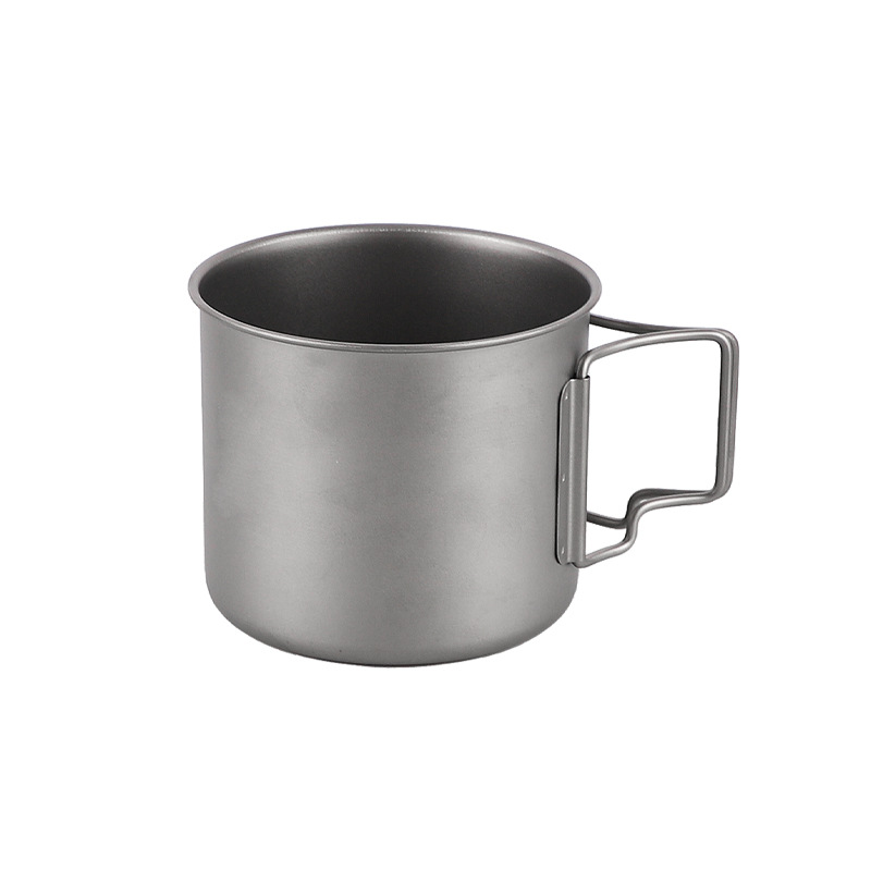 Camping Titanium Cup with Lid Pure Titanium Outdoor Mug Camping Folding Cup 3