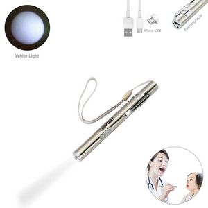 Stainless Steel LED Flashlight With Rechargeable Battery And White Light 5