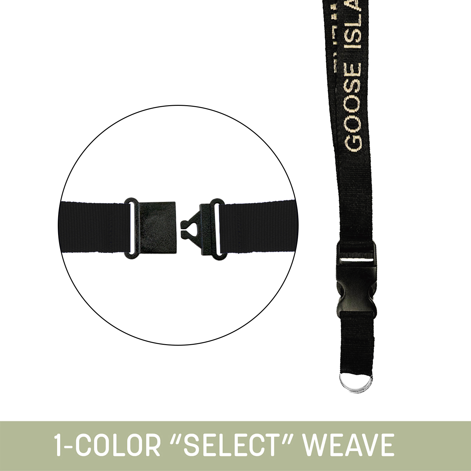 1" Woven Detachable Lanyard w/ Split Ring & Back Breakaway - "Select" Weave 12