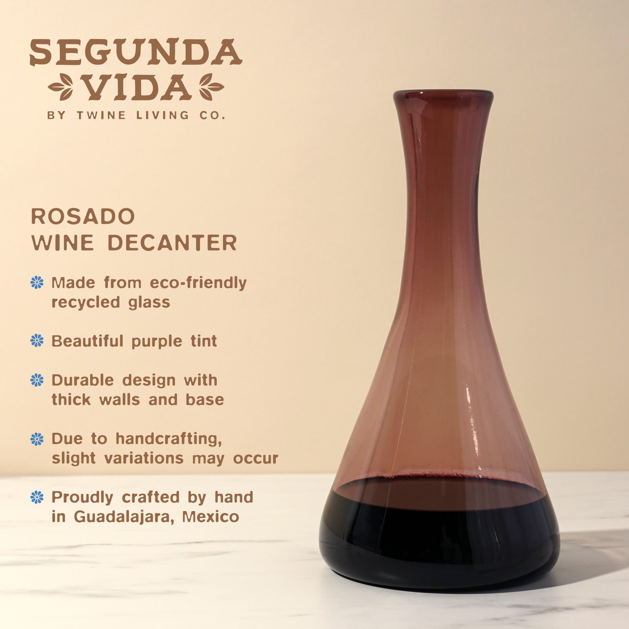 Twine Living® Rosado Recycled Wine Decanter 1