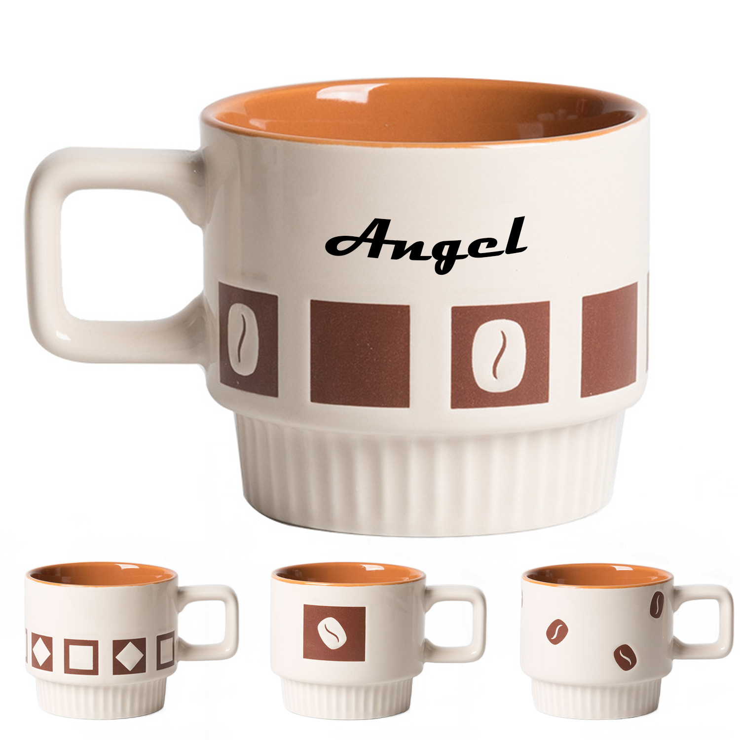11Oz Porcelain Big Handle Coffee Mugs 2
