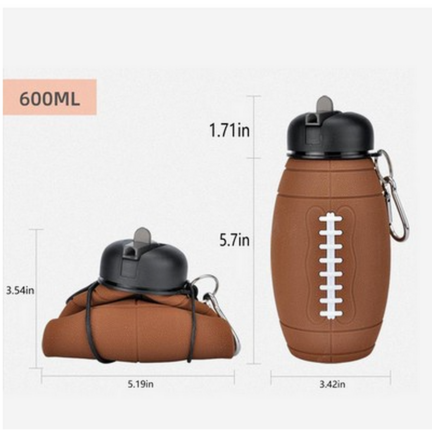 18.6oz Foldable Silicone Football Water Bottle 4