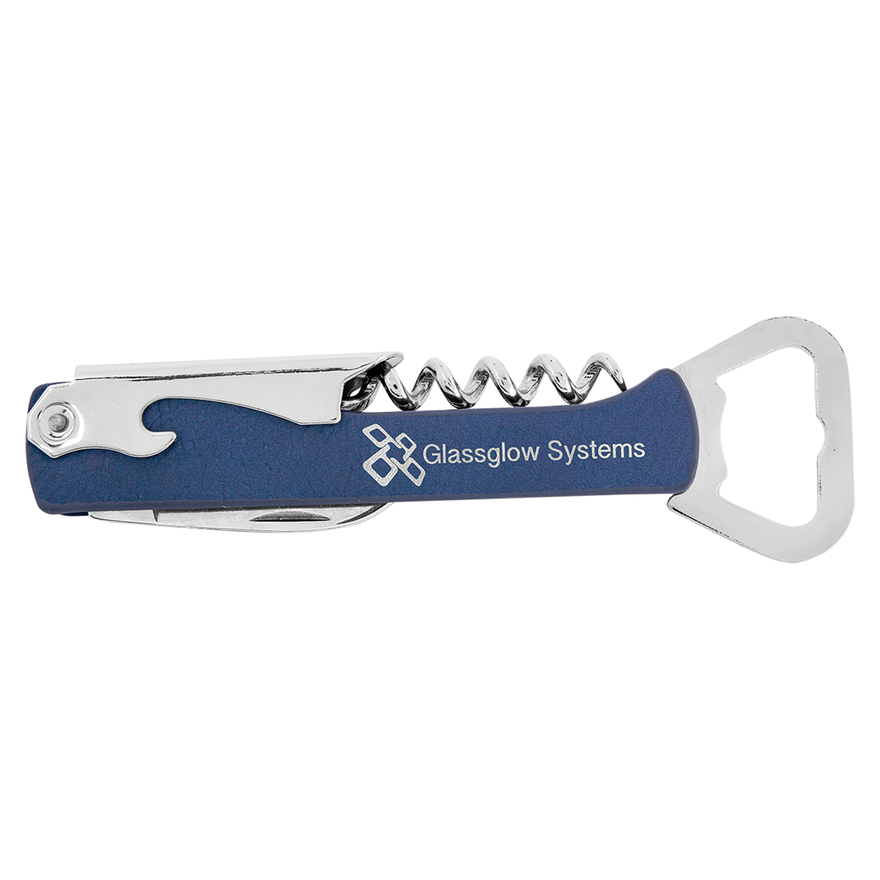 Blue/Silver Leatherette Wine Bottle Opener