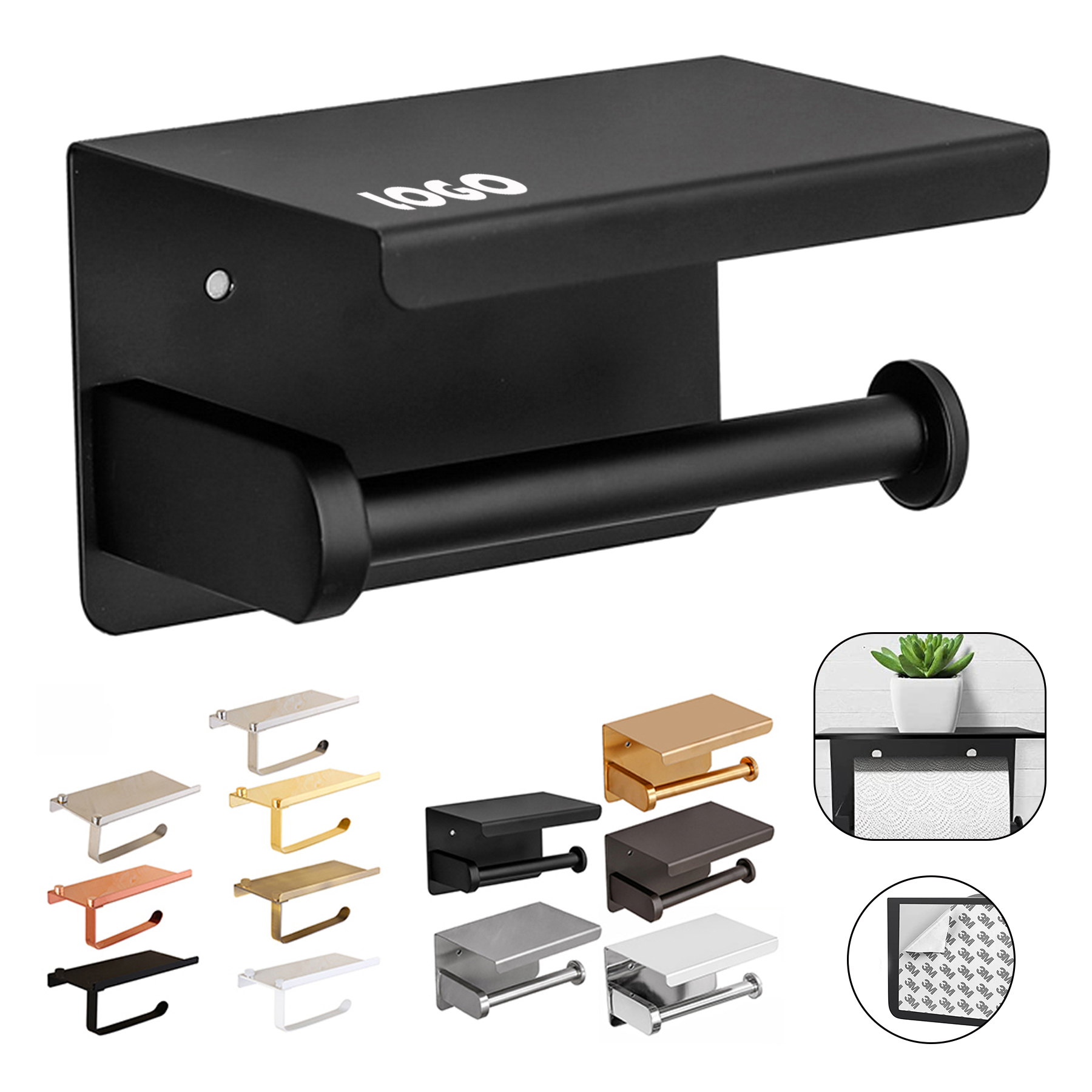 Stainless Steel Toilet Paper Roll Holder With Shelf 8