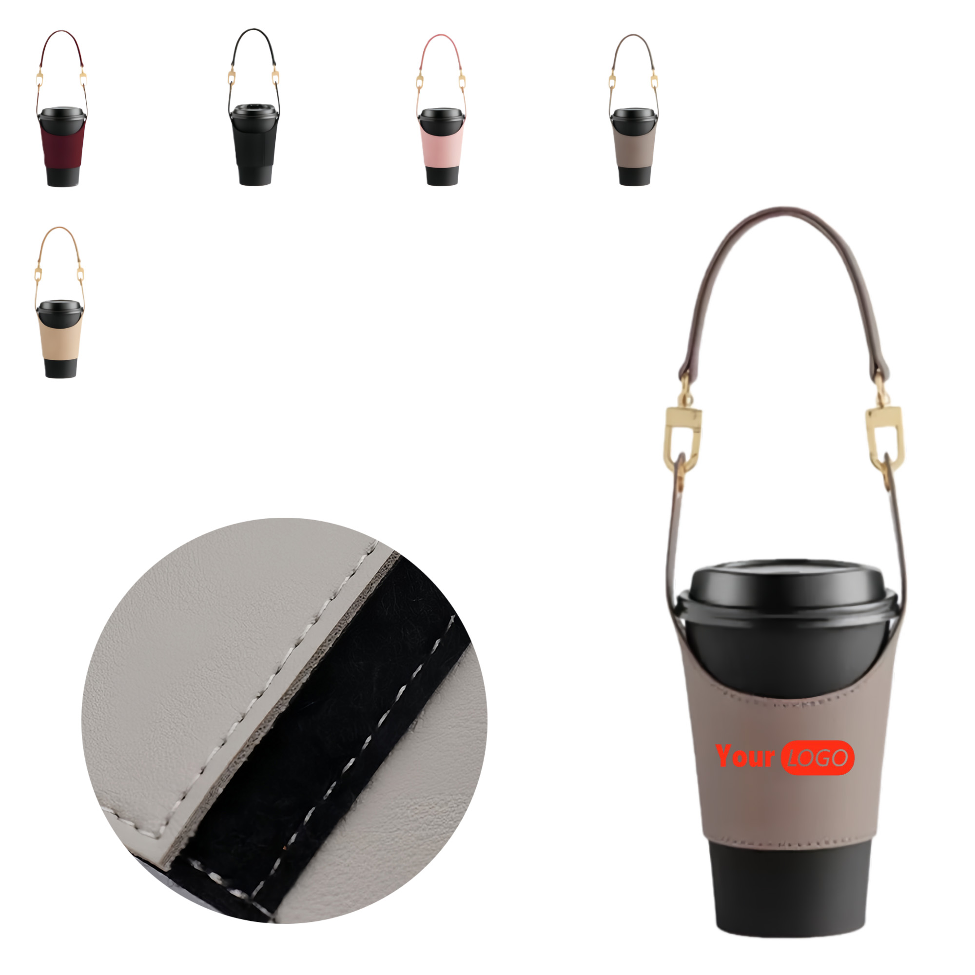 PU Leather Handle Cup Sleeve Non Slip 2