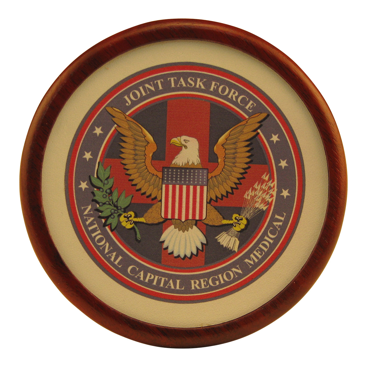 Round Wood Coaster with Leather Inlay 24