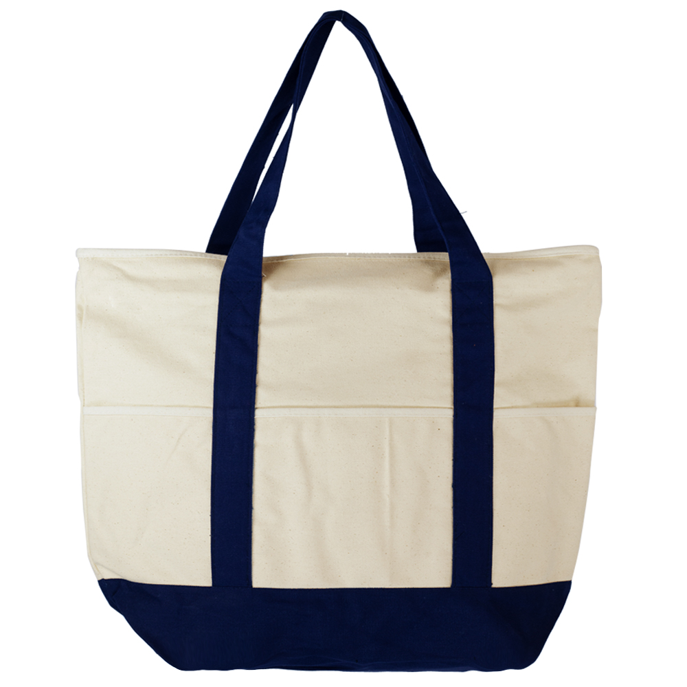 IslandLife 3-Front-Pocket 20? Deluxe Zippered Cotton Canvas Tote Bag, custom tote bag with logo imprint 2
