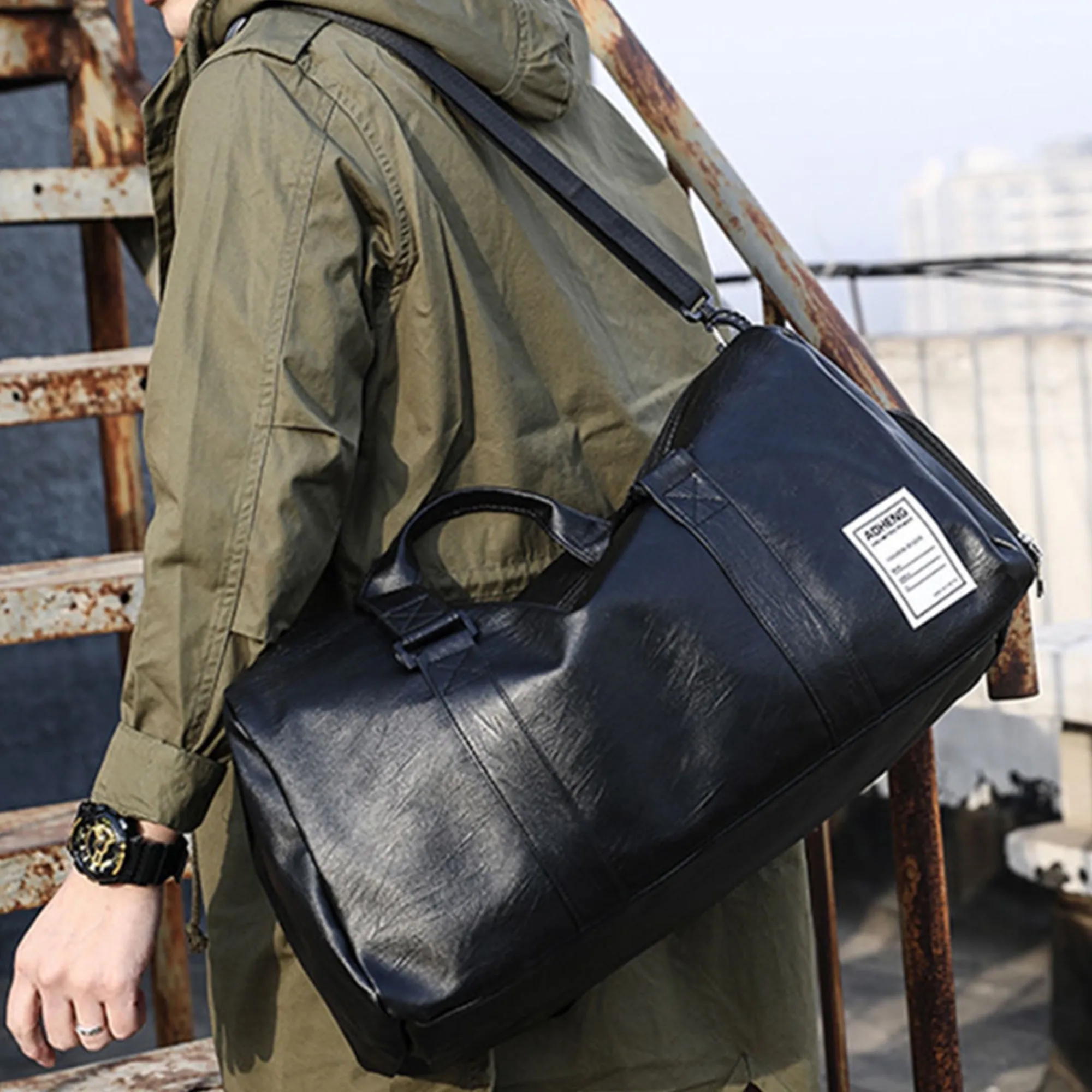 Oversized Eco-Friendly PU Leather Waterproof Duffel Bag 8
