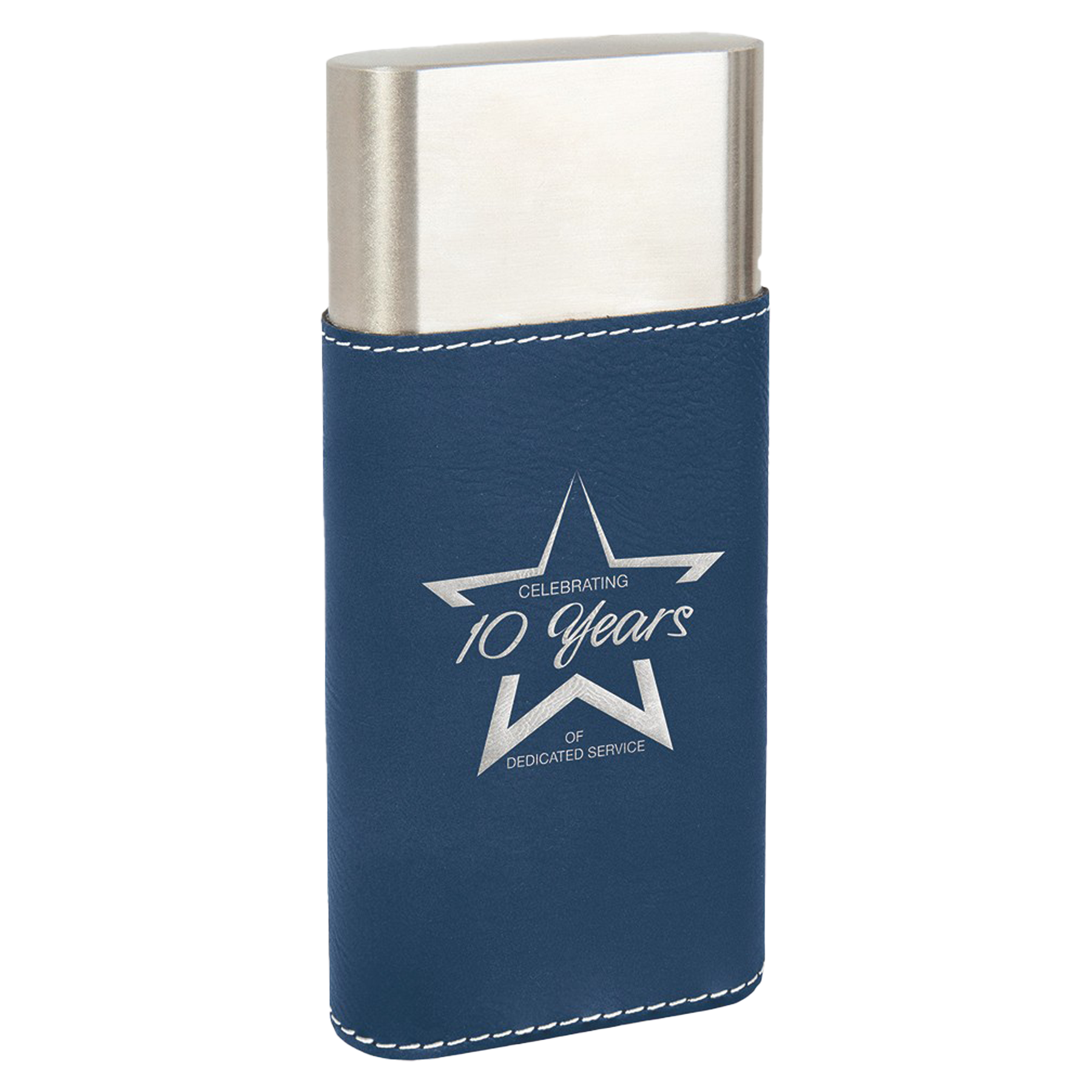 Blue/Silver Leatherette Cigar Case w/ Cutter