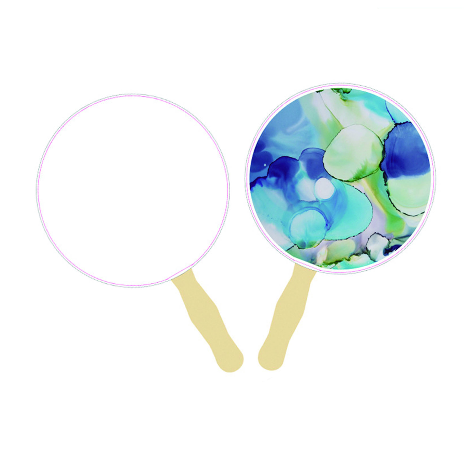 Durable Paper Fan With Wooden Handle Full Color 2