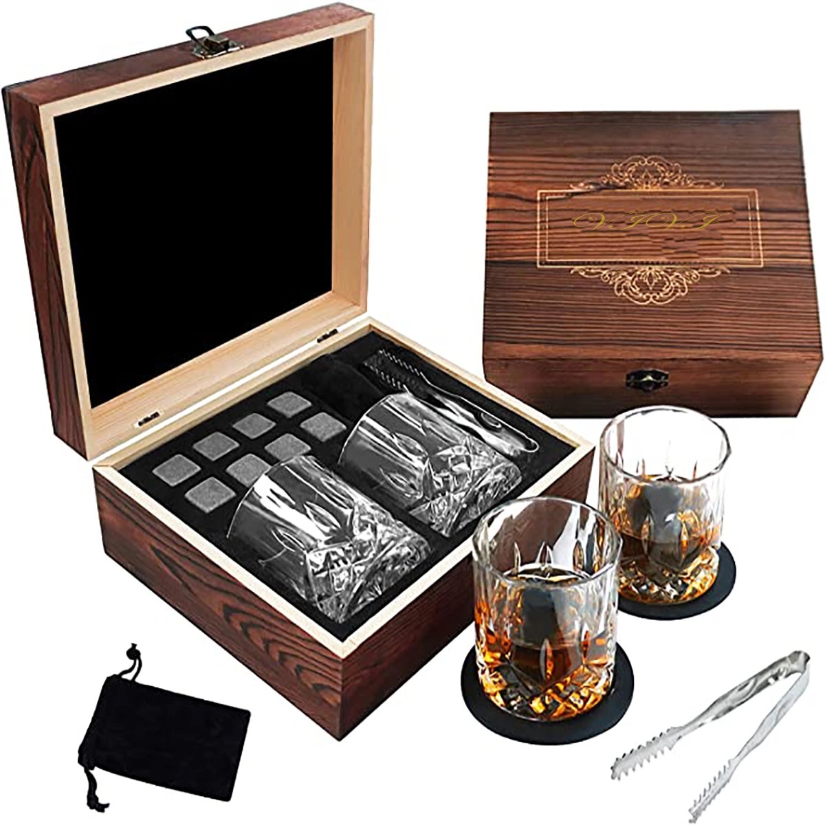 Whiskey Glasses Gift Set 8 Granite Rocks 4