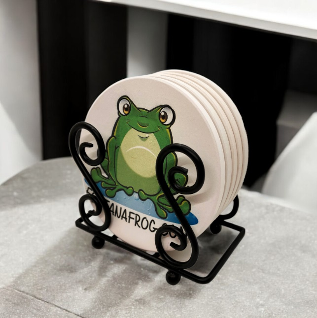 Upright Scroll Metal 5 Coaster Holder Sets 6