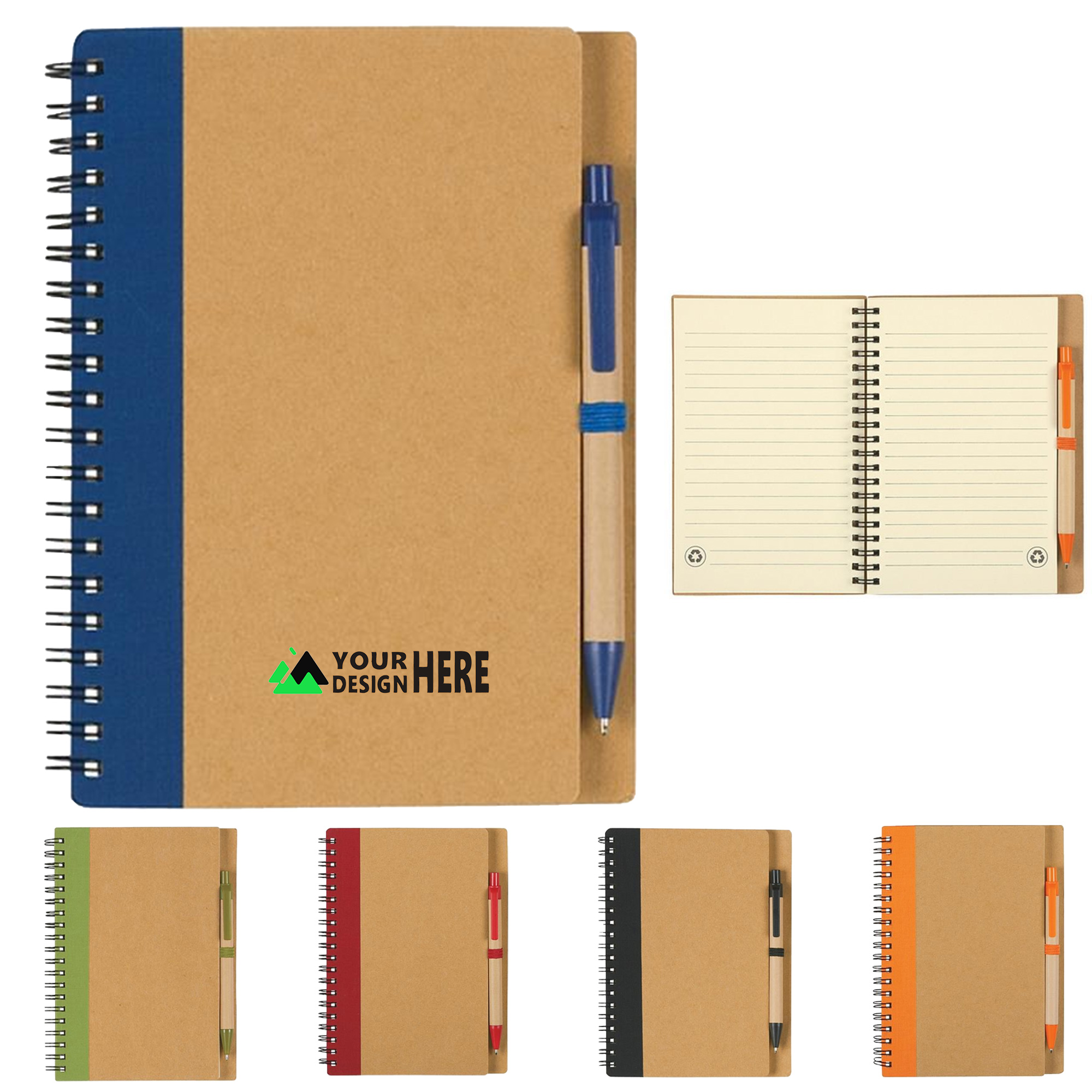 Customized Cowhide Spiral Notebook Set with Ballpoint Pen 6