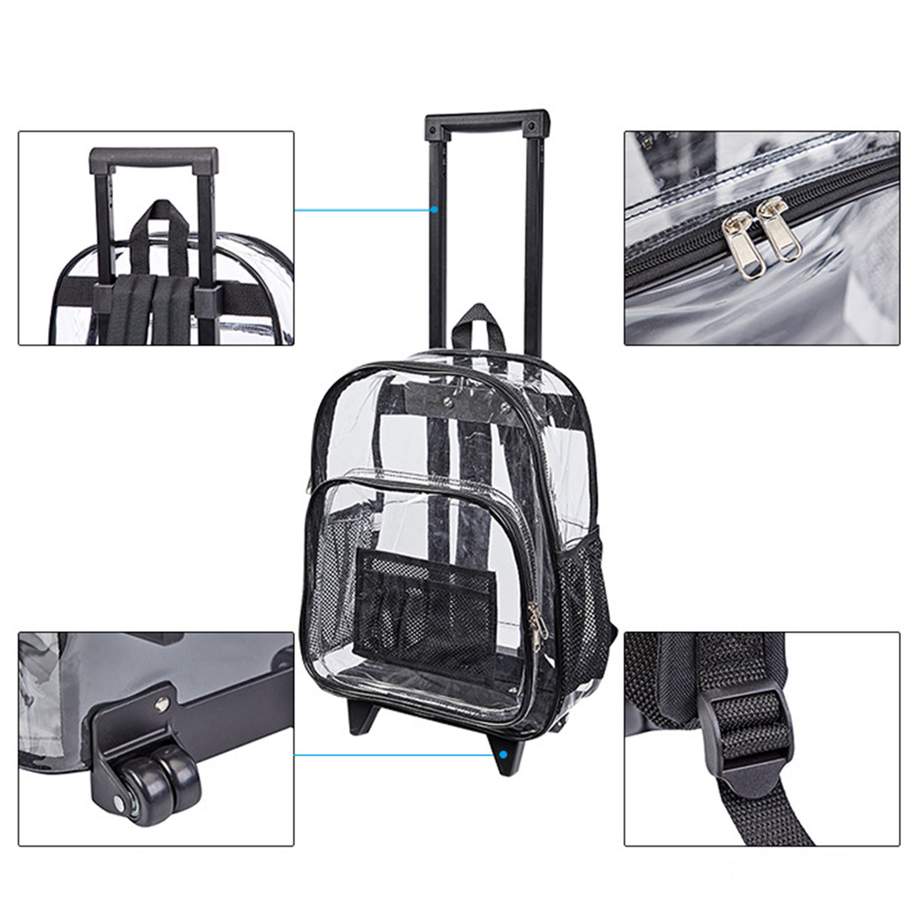 PVC Transparent Backpack with Wheels 5