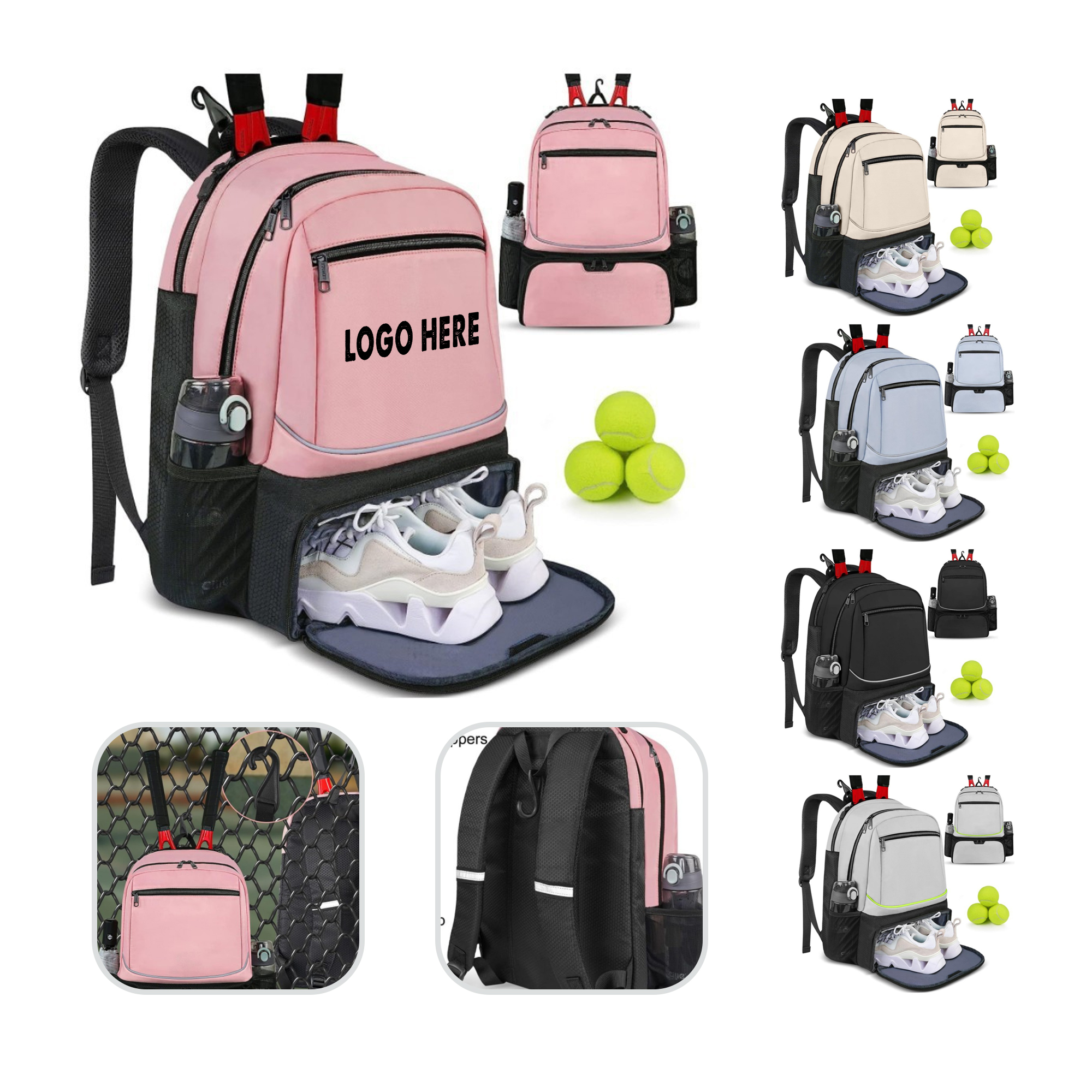 Badminton Tennis Bag Duffle Backpack With Shoe Compartment 4