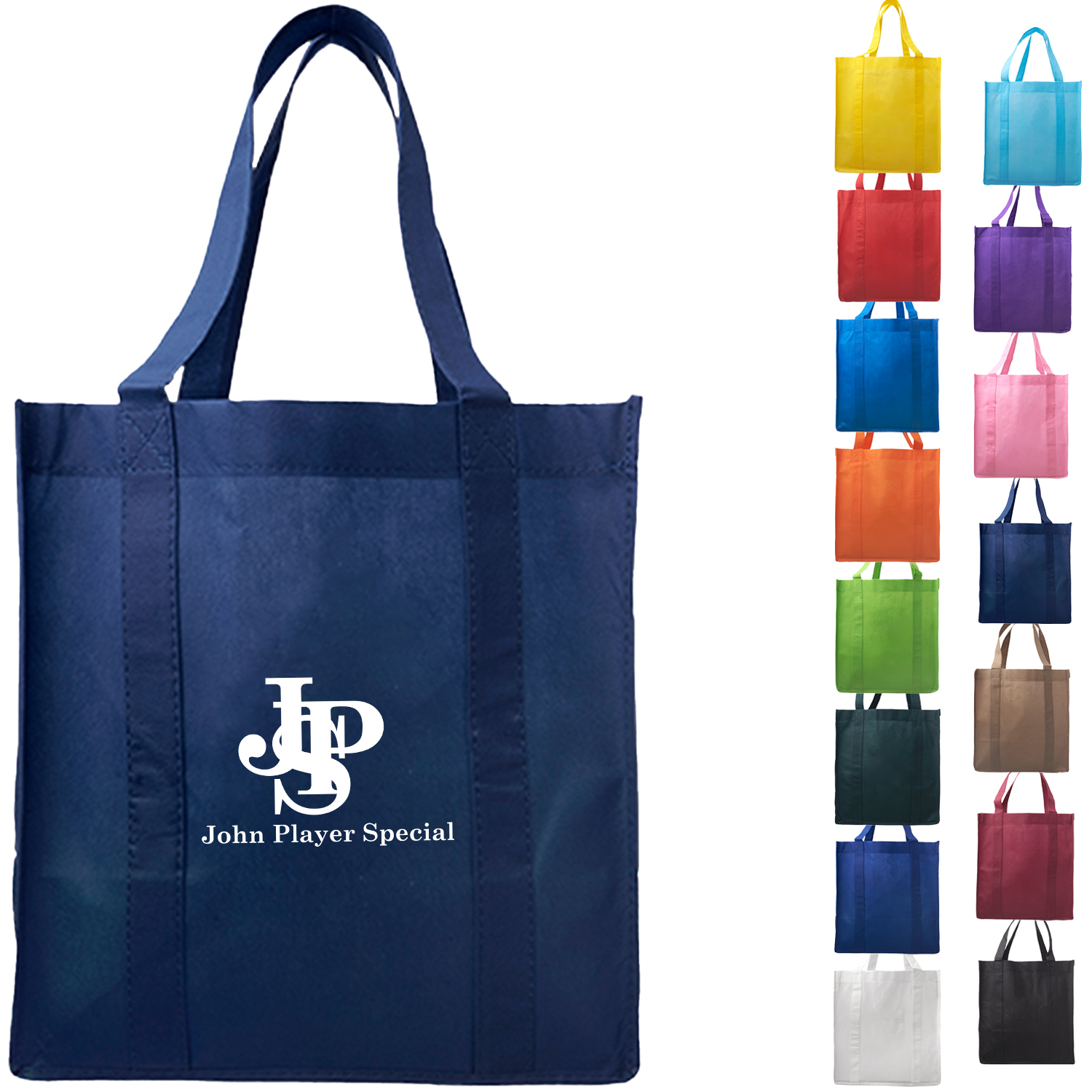 Non-Woven Reusable Grocery Shopping Tote Bag W/ Gusset USA Decorated (13" X 10" X 15") 2