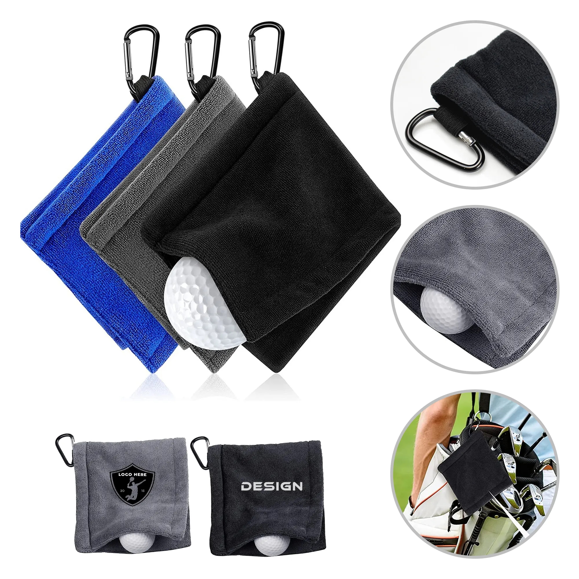 Portable Carabiner Golf Towel 2